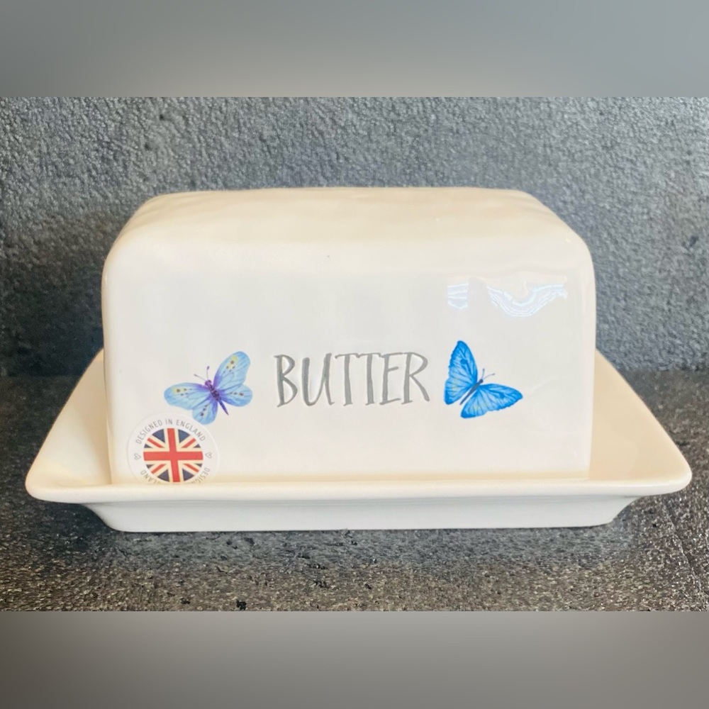 Harvest Green Studio Stoneware Butterfly Kitchen Butter Dish